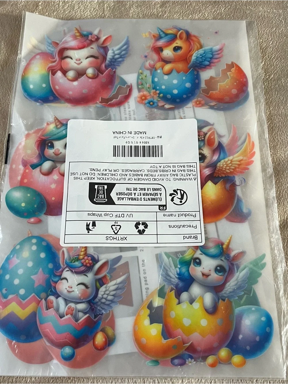 6sheet Cute Unicorn Kids iron on heat transfer 3.5